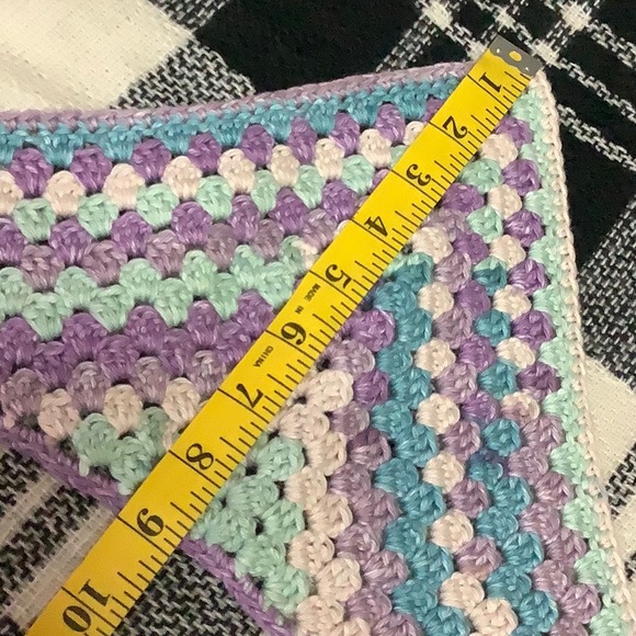 Crocheted cotton bandana teal & purple - Picture 4 of 6